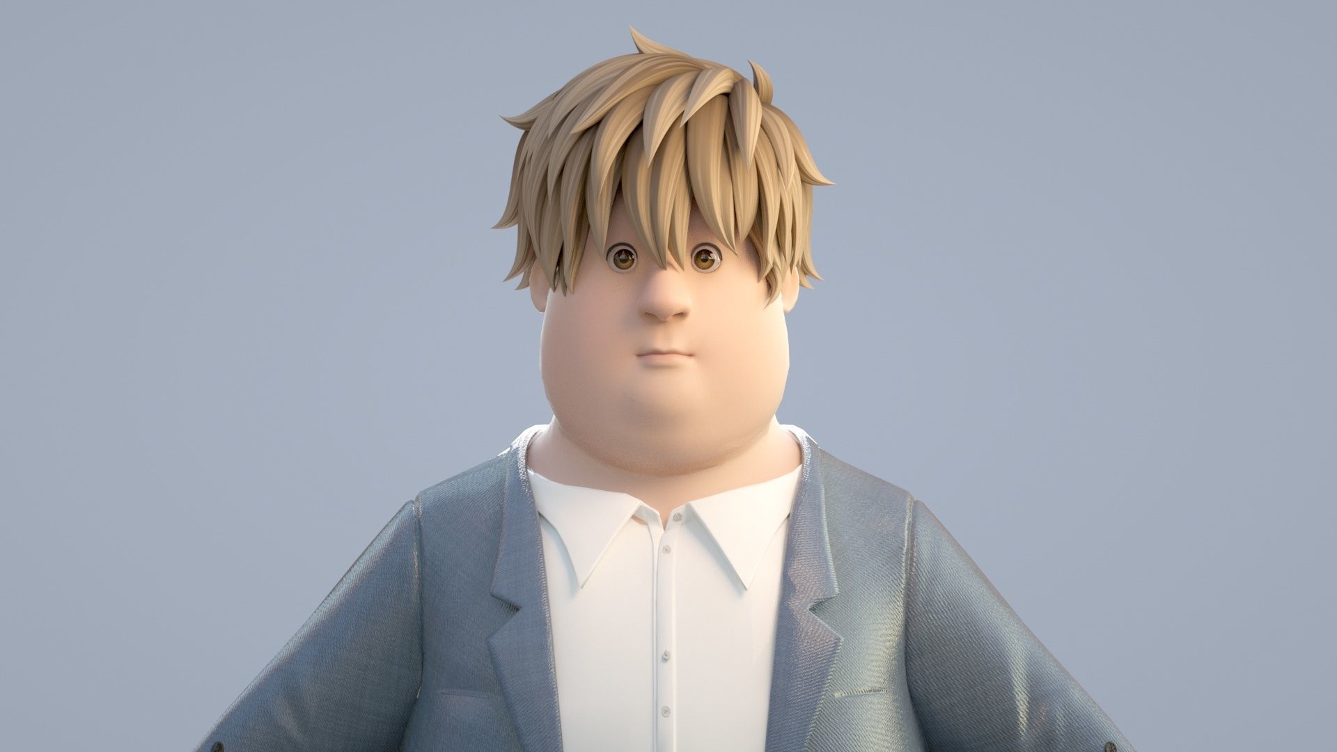 cartoon white collar 3D model_3