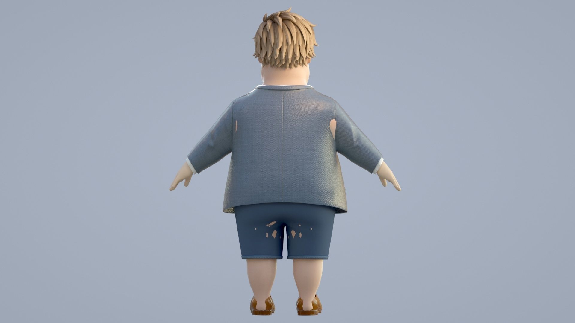 cartoon white collar 3D model_8