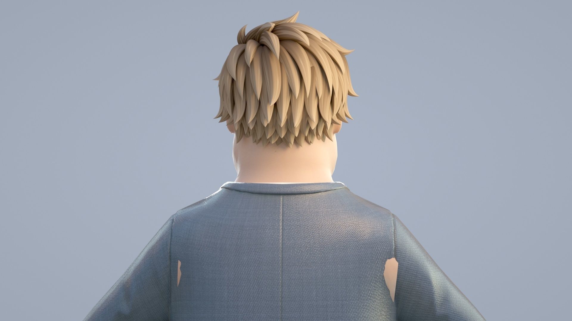 cartoon white collar 3D model_5