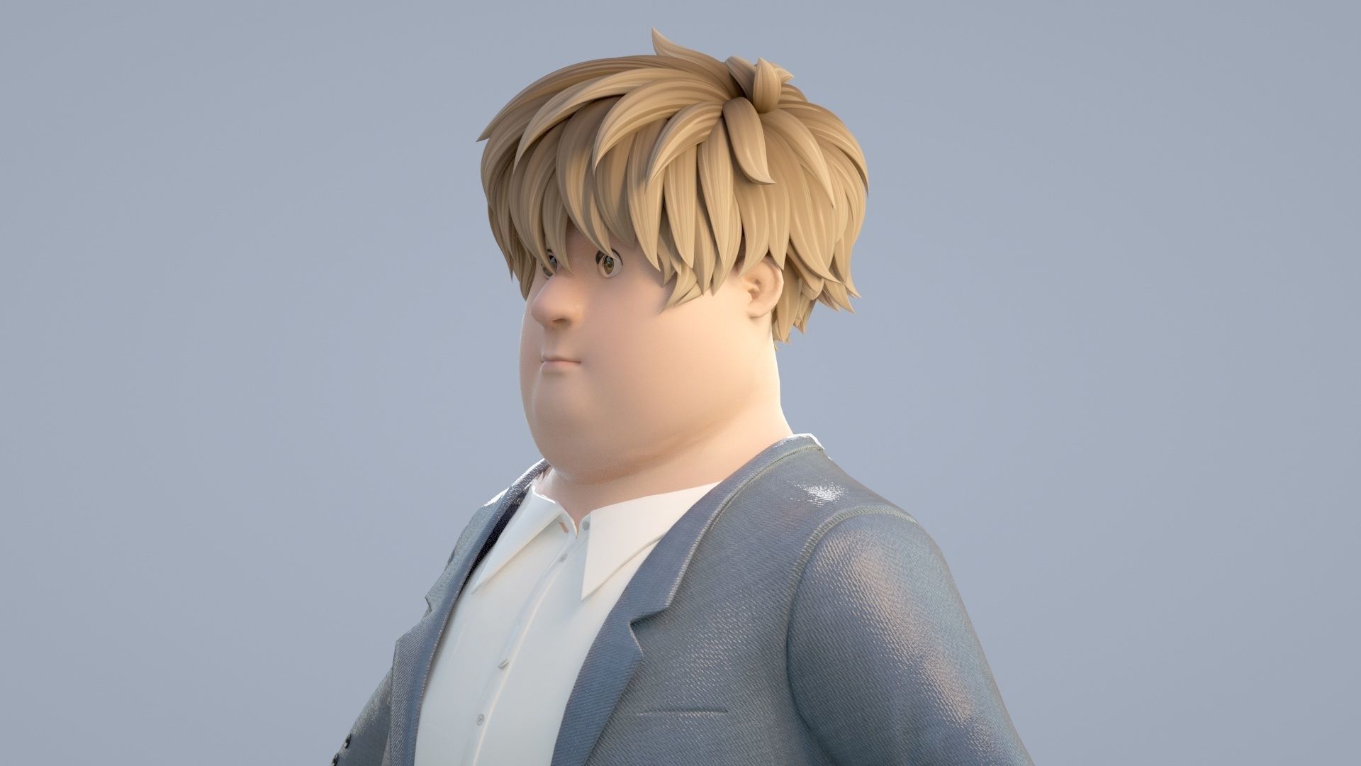 cartoon white collar 3D model_4