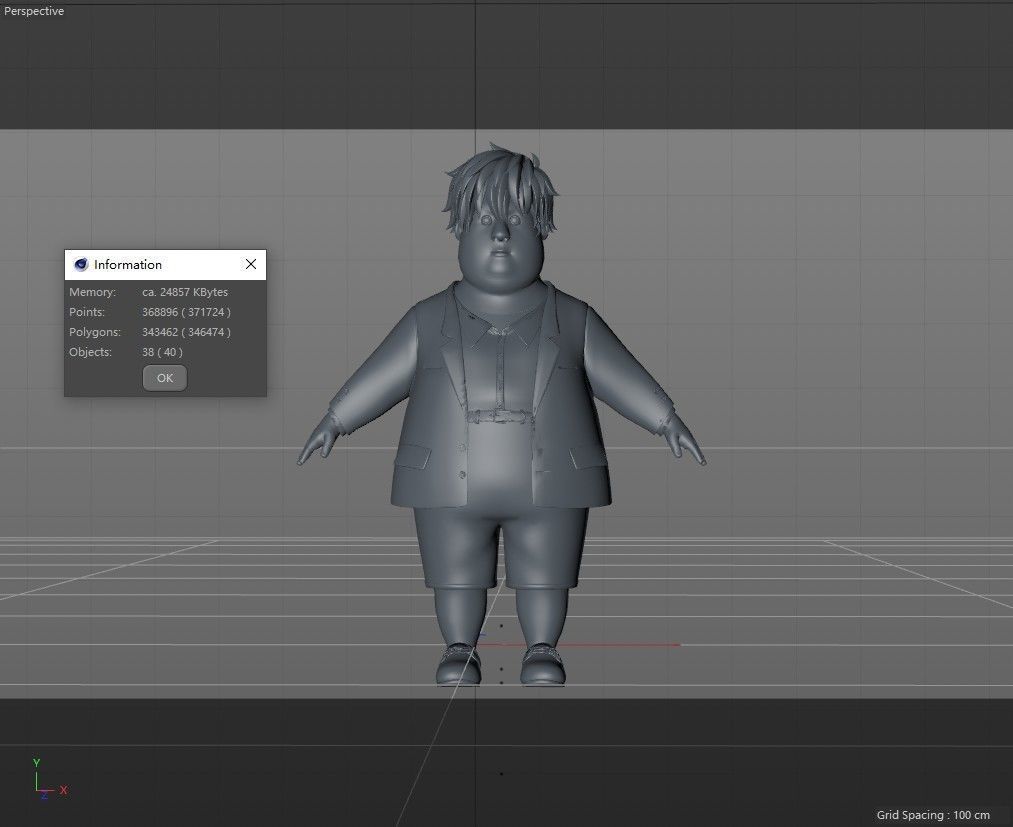 cartoon white collar 3D model_15