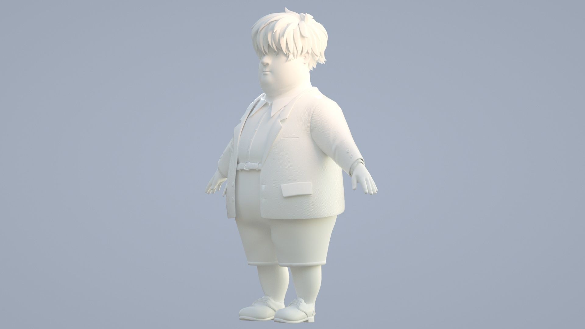 cartoon white collar 3D model_10