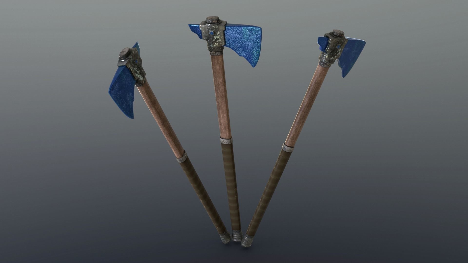Axe - Sapphire Low-poly 3D model_5