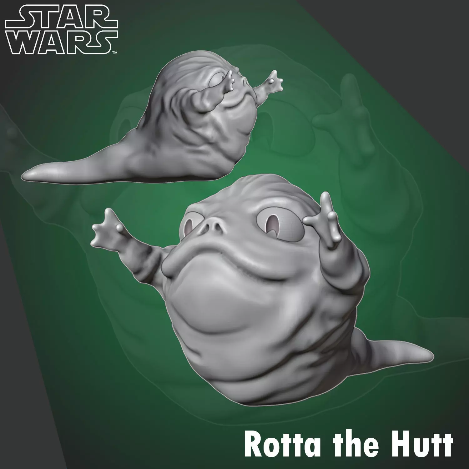 Rotta the Hutt Pre-supported Miniature Legion Scale 3D print model_0