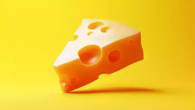 Realistic Swiss Cheese Slice - Procedural 3D Model 3D model