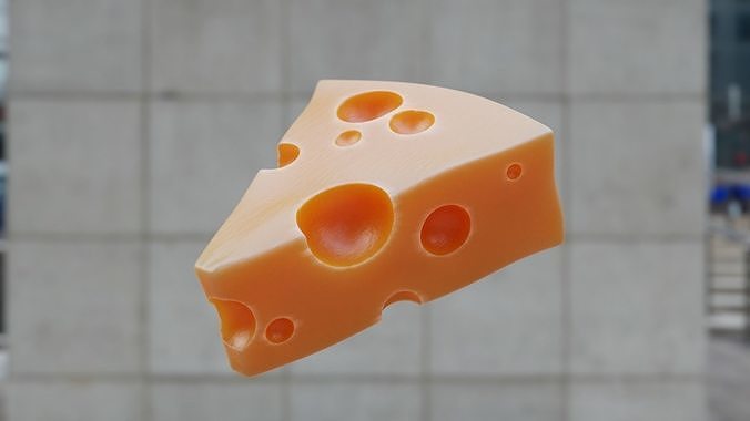 Realistic Swiss Cheese Slice - Procedural 3D Model 3D model 6
