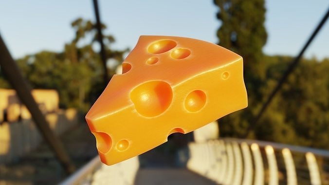 Realistic Swiss Cheese Slice - Procedural 3D Model 3D model 4