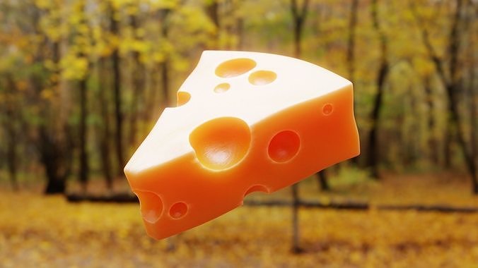 Realistic Swiss Cheese Slice - Procedural 3D Model 3D model 2