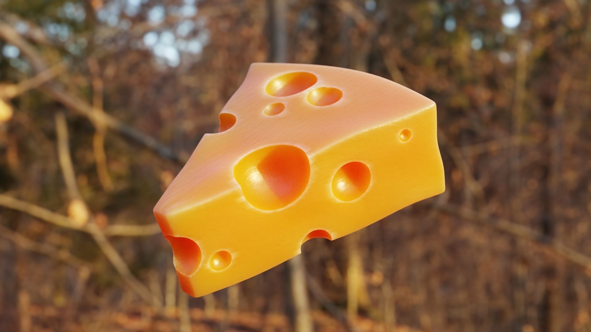 Realistic Swiss Cheese Slice - Procedural 3D Model 3D model_3