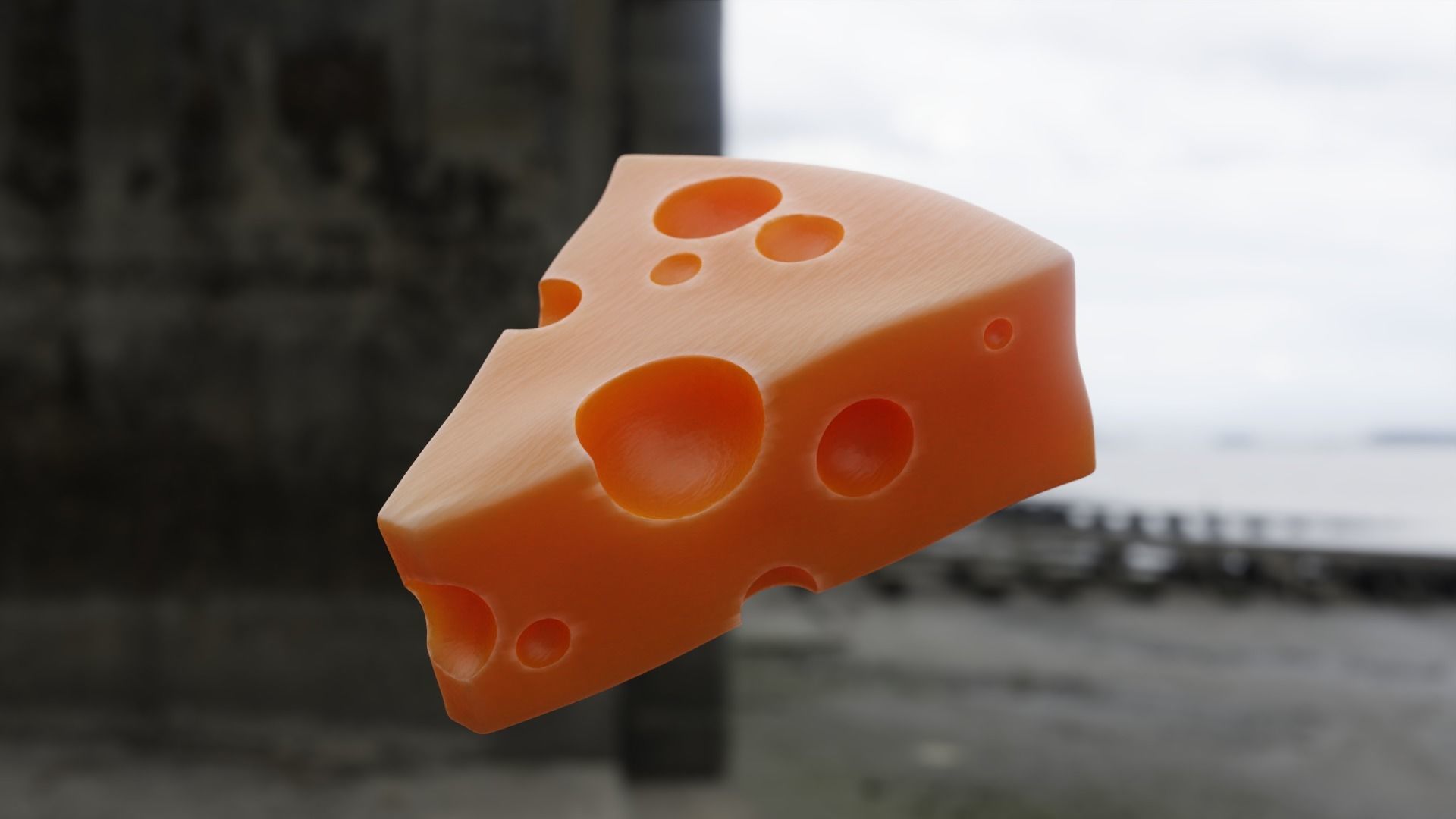 Realistic Swiss Cheese Slice - Procedural 3D Model 3D model_7