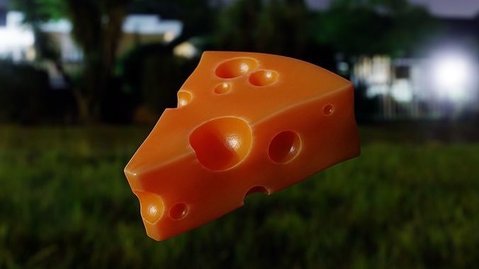 Realistic Swiss Cheese Slice - Procedural 3D Model 3D model 5