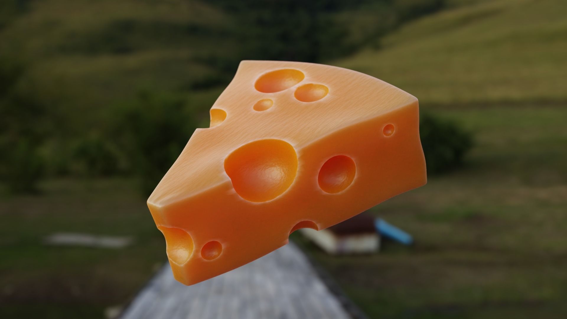 Realistic Swiss Cheese Slice - Procedural 3D Model 3D model_8