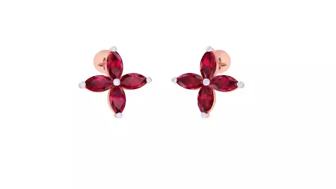 Ruby Flower Ultra Light wt Diamond studs 3dm renders model
