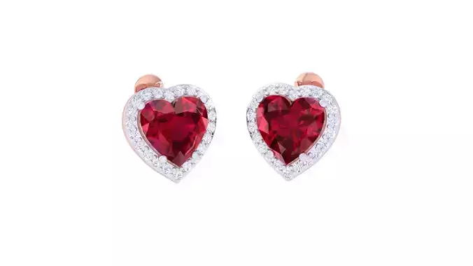 Ruby Heart Ultra Light wt Diamond studs 3dm renders model