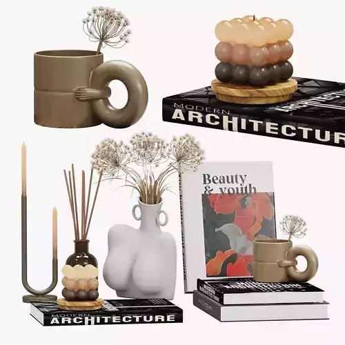 Decorative Set Body shaped art vase Low-poly 3D model