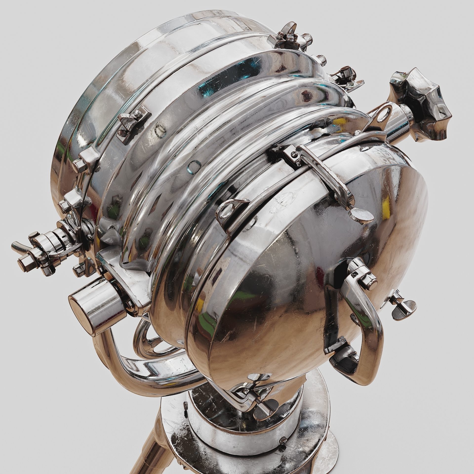 Nautical Spot Light Tripod Floor Lamp 3D model_4