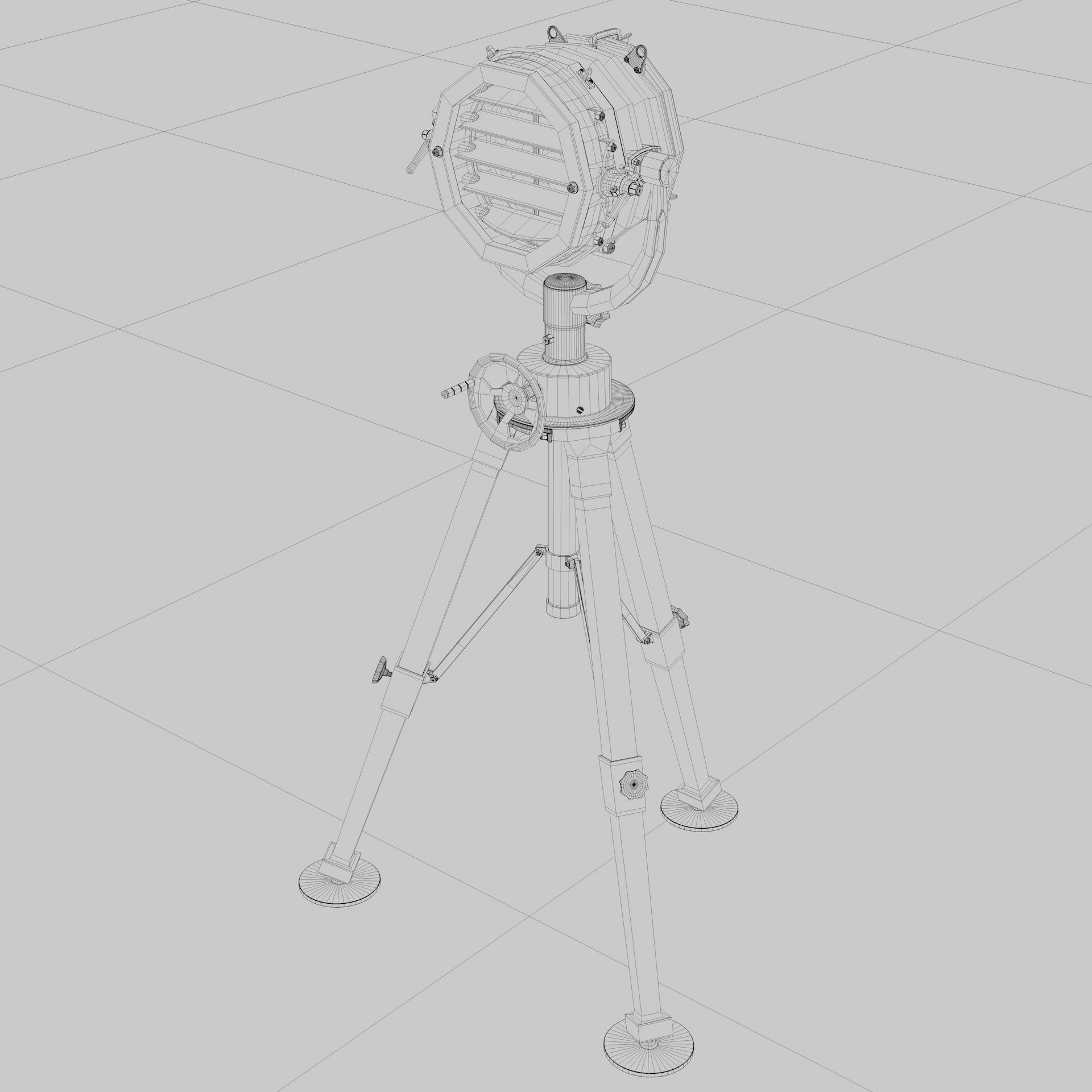 Nautical Spot Light Tripod Floor Lamp 3D model_8