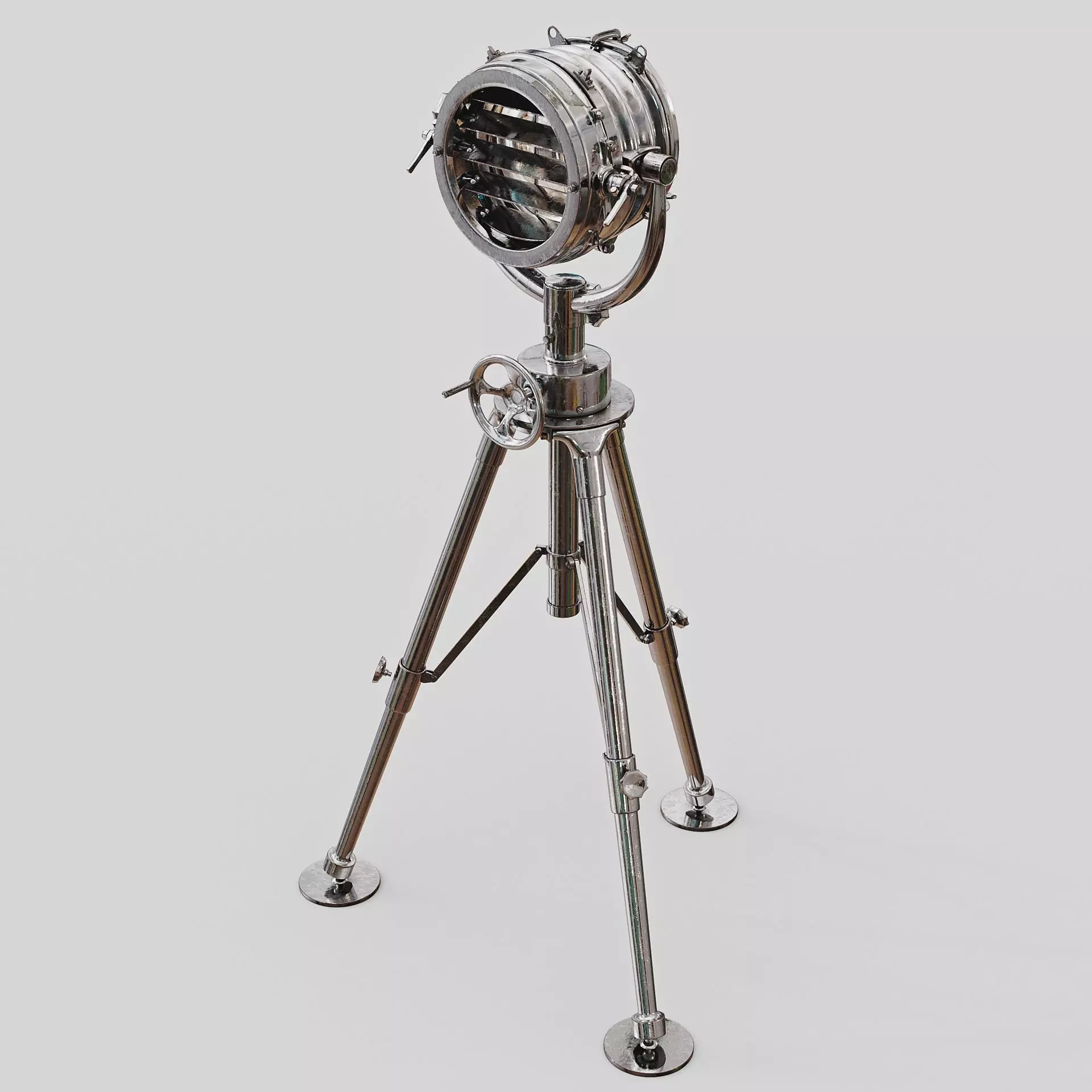 Nautical Spot Light Tripod Floor Lamp 3D model_0