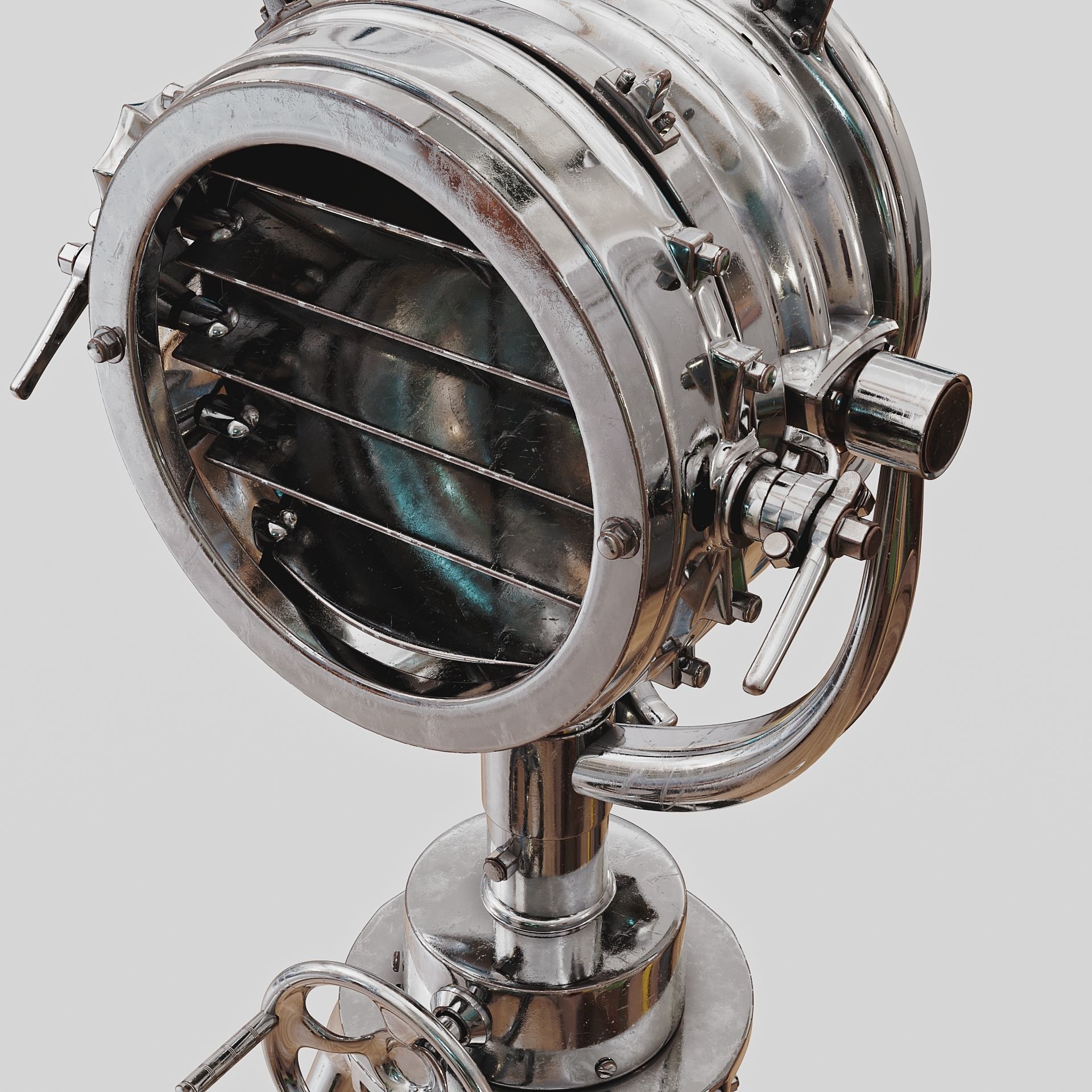 Nautical Spot Light Tripod Floor Lamp 3D model_1