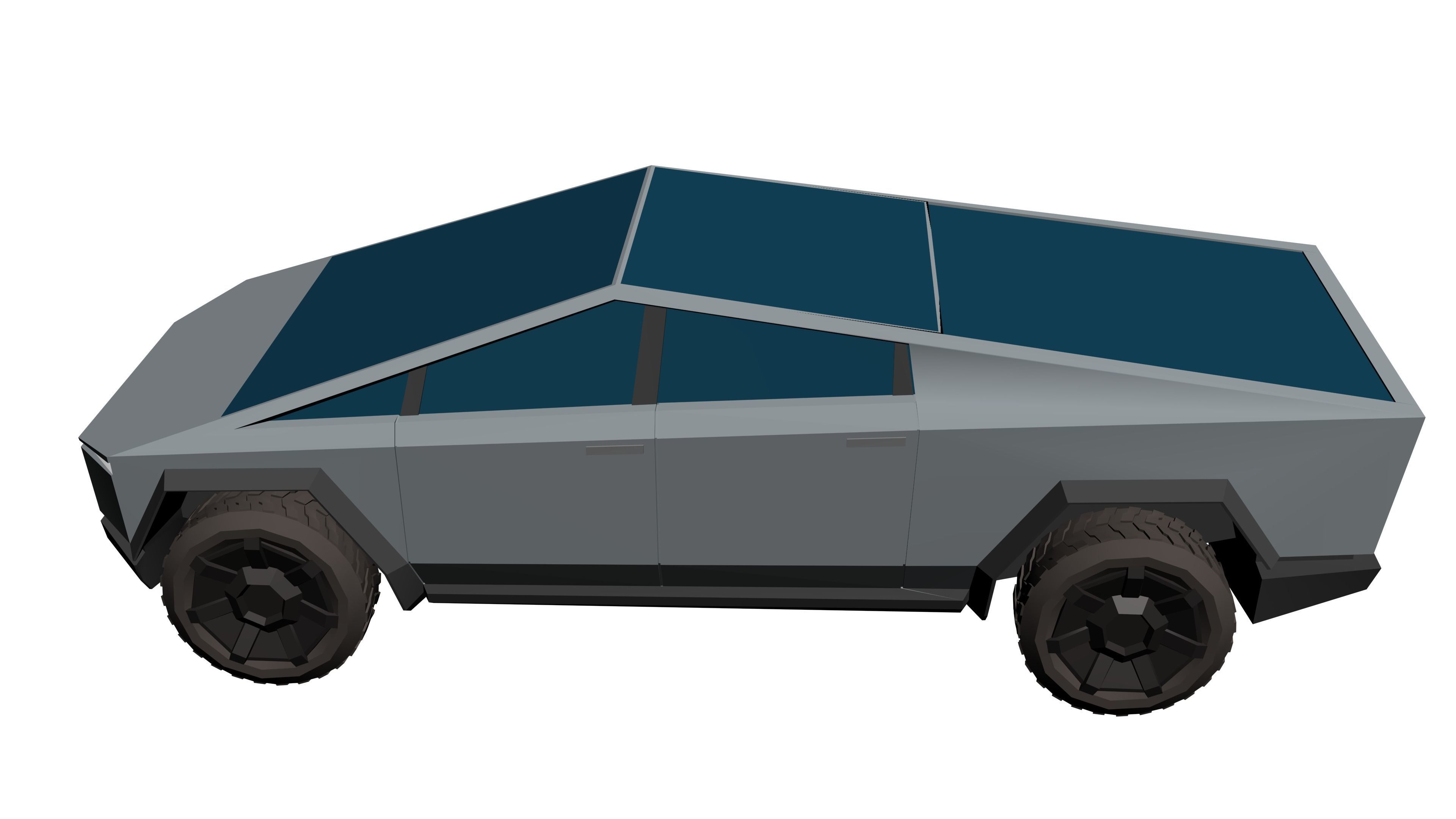 Tesla Cybertruck Hypercasual Low-poly 3D model_6