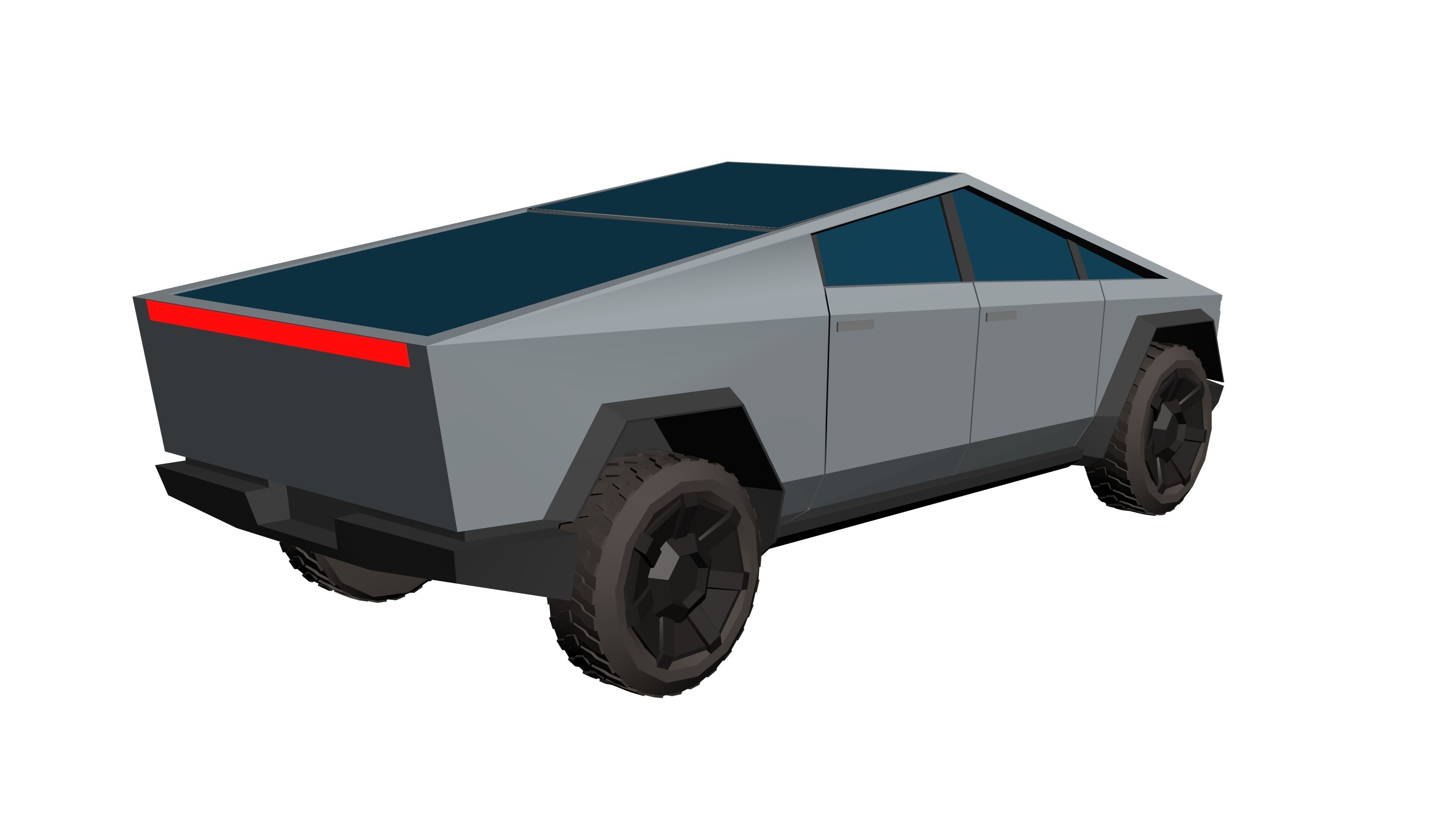 Tesla Cybertruck Hypercasual Low-poly 3D model_3