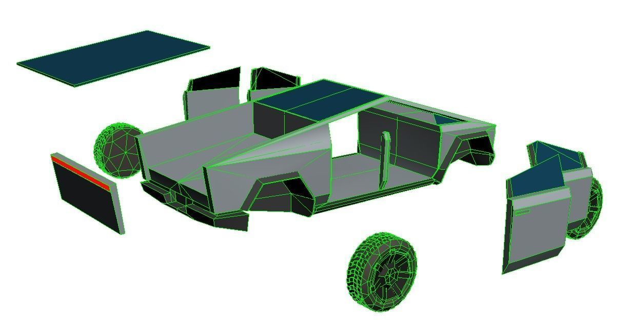 Tesla Cybertruck Hypercasual Low-poly 3D model_16