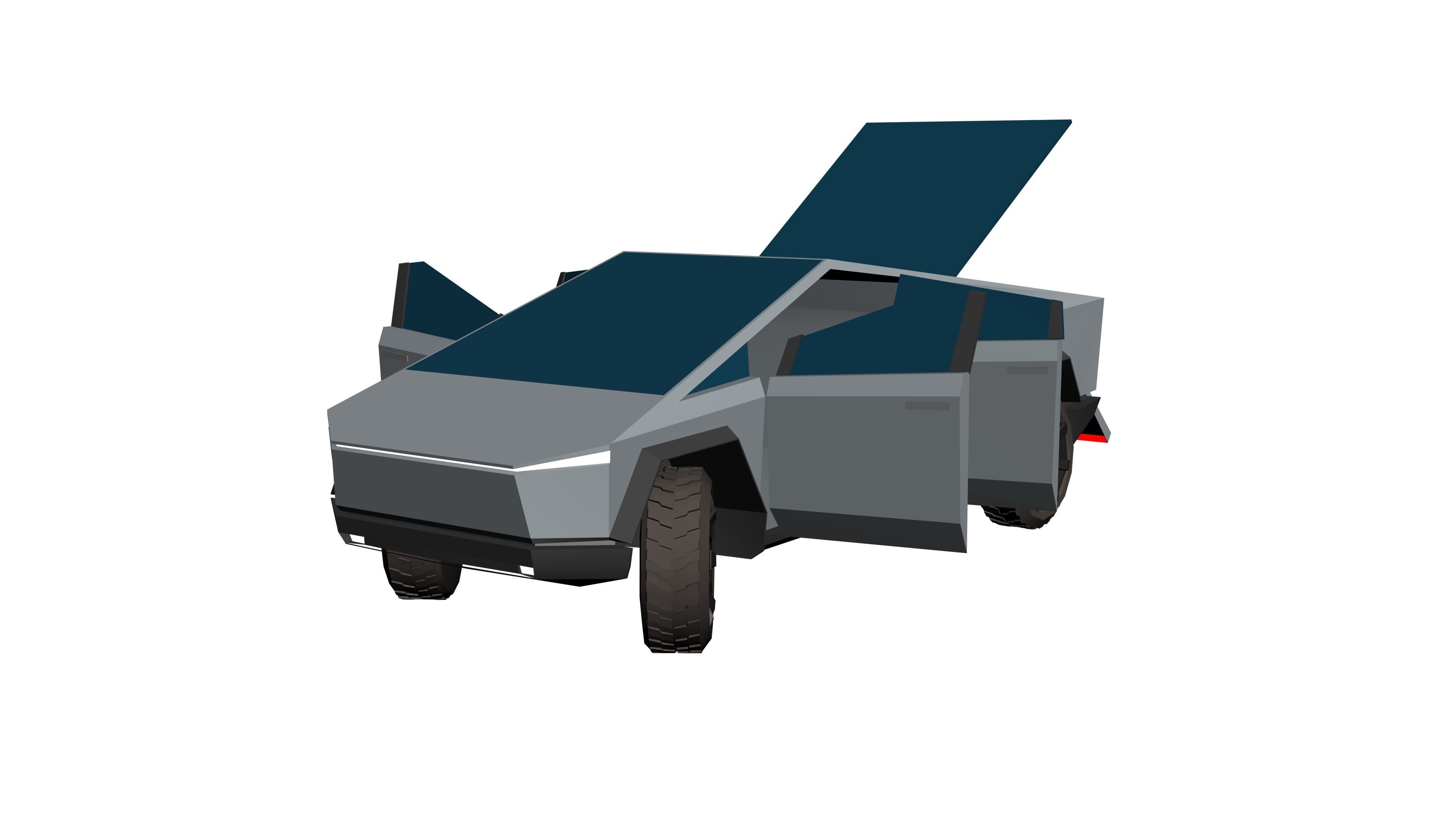 Tesla Cybertruck Hypercasual Low-poly 3D model_11