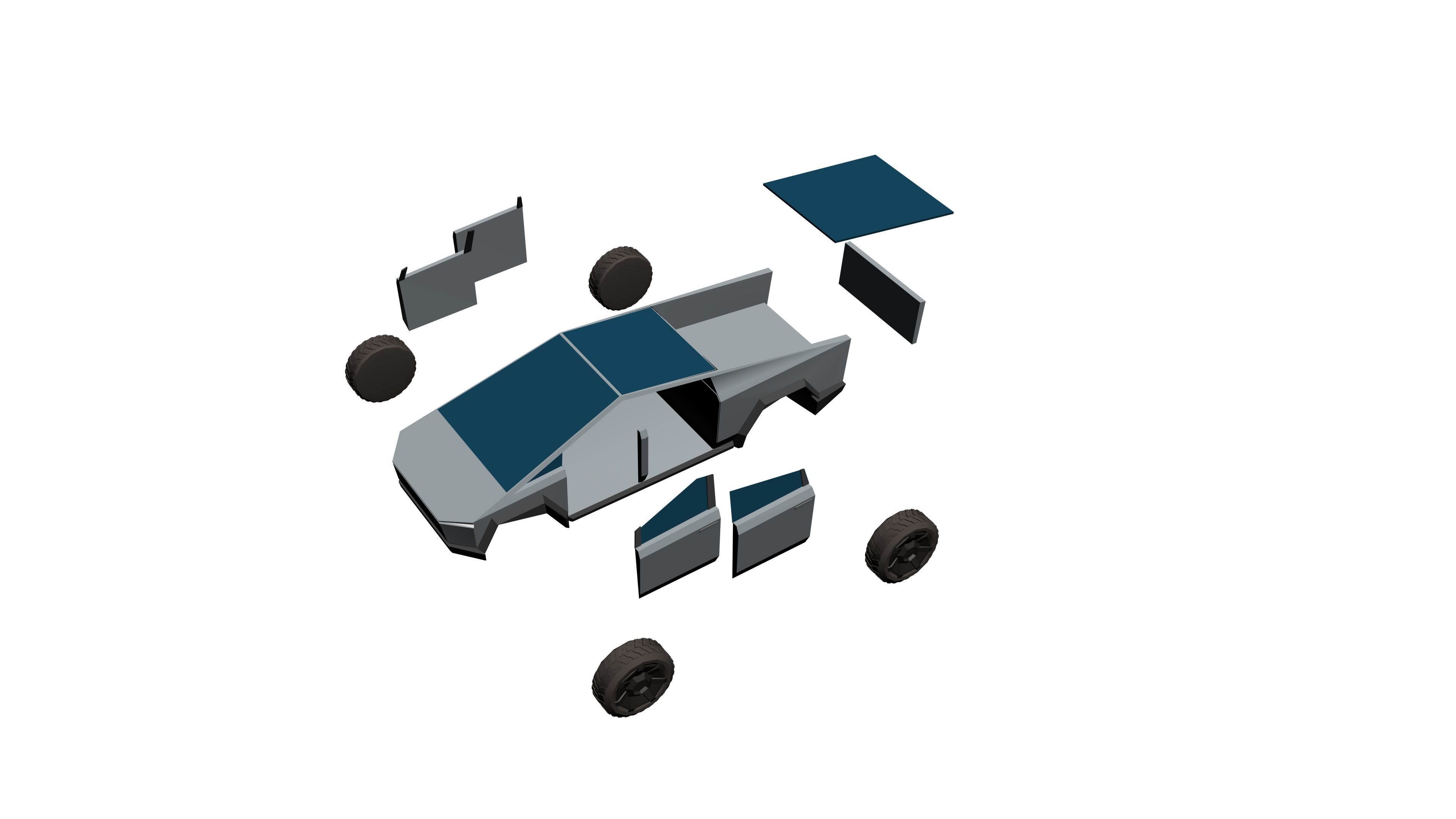 Tesla Cybertruck Hypercasual Low-poly 3D model_14