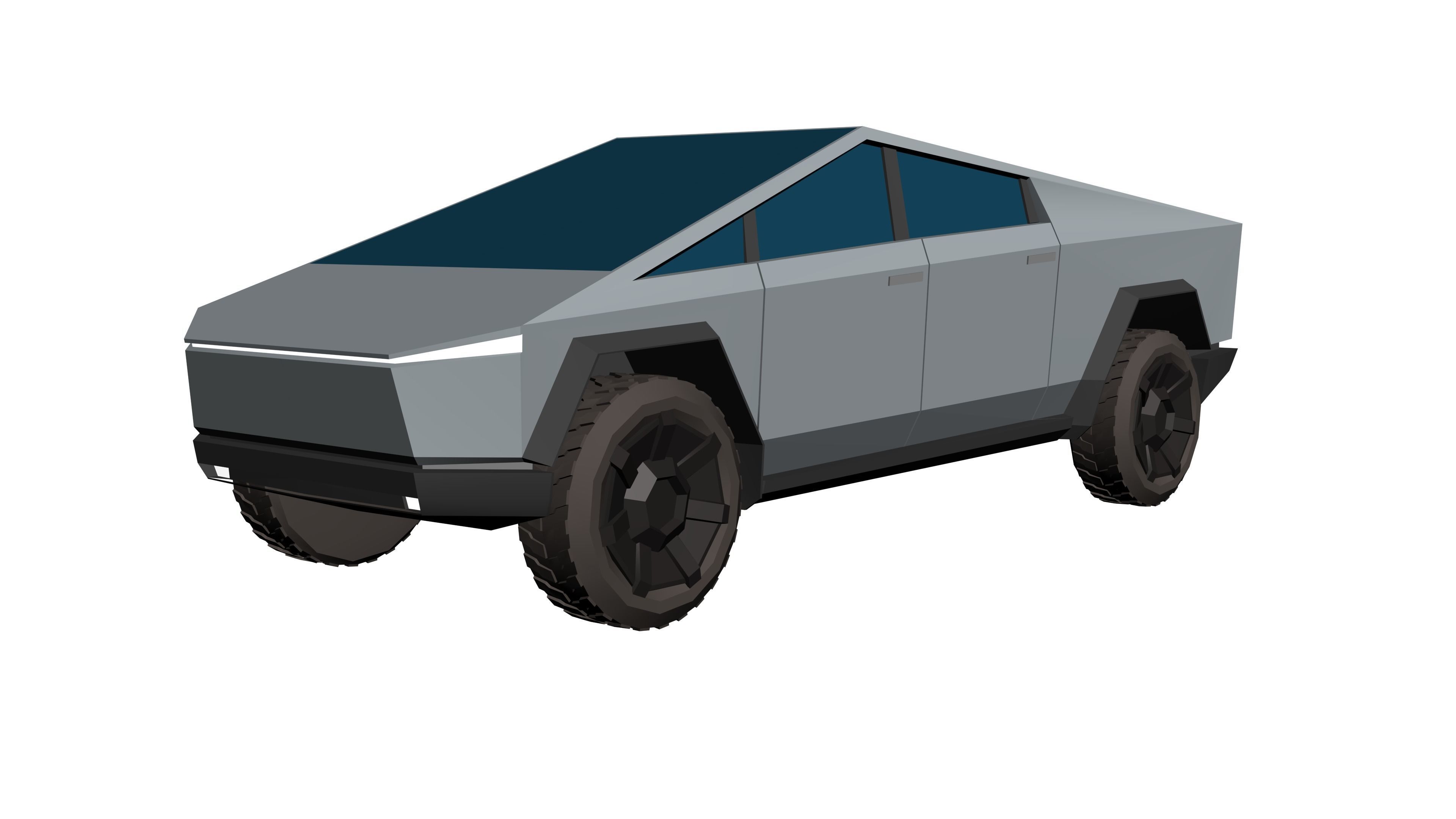Tesla Cybertruck Hypercasual Low-poly 3D model_4