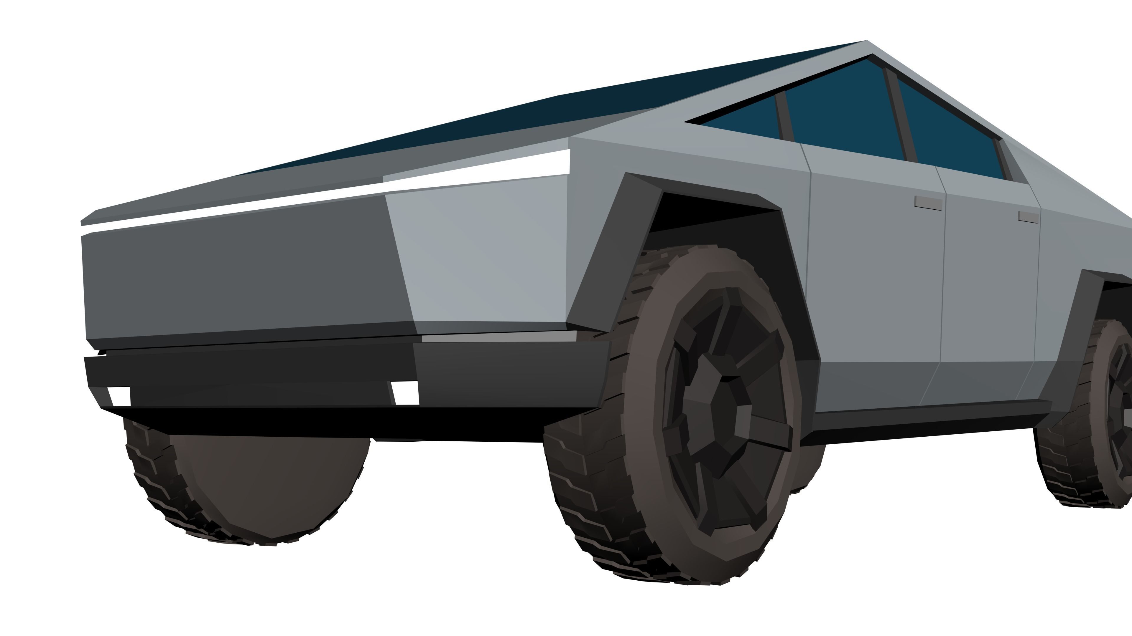 Tesla Cybertruck Hypercasual Low-poly 3D model_2