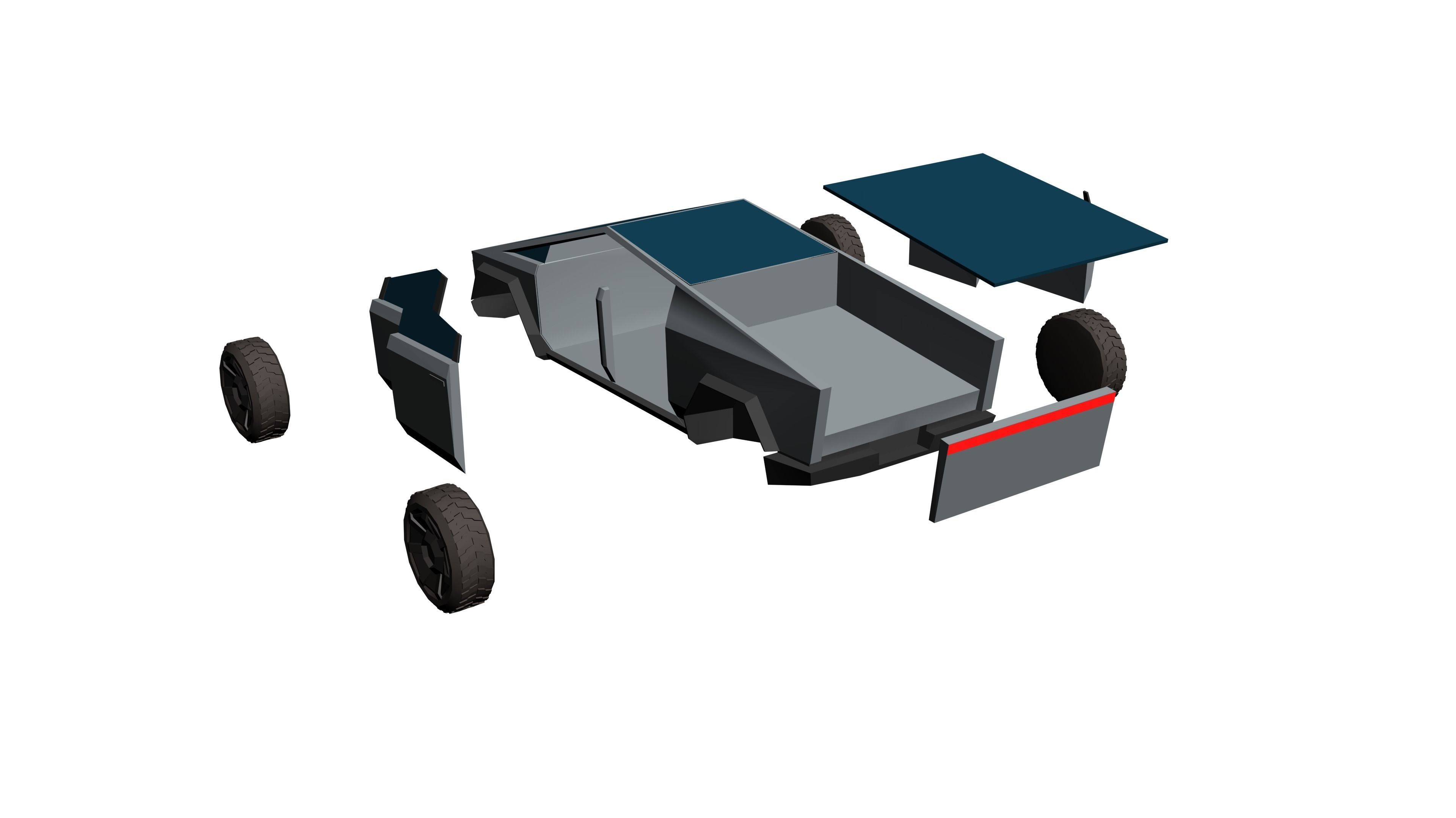 Tesla Cybertruck Hypercasual Low-poly 3D model_15