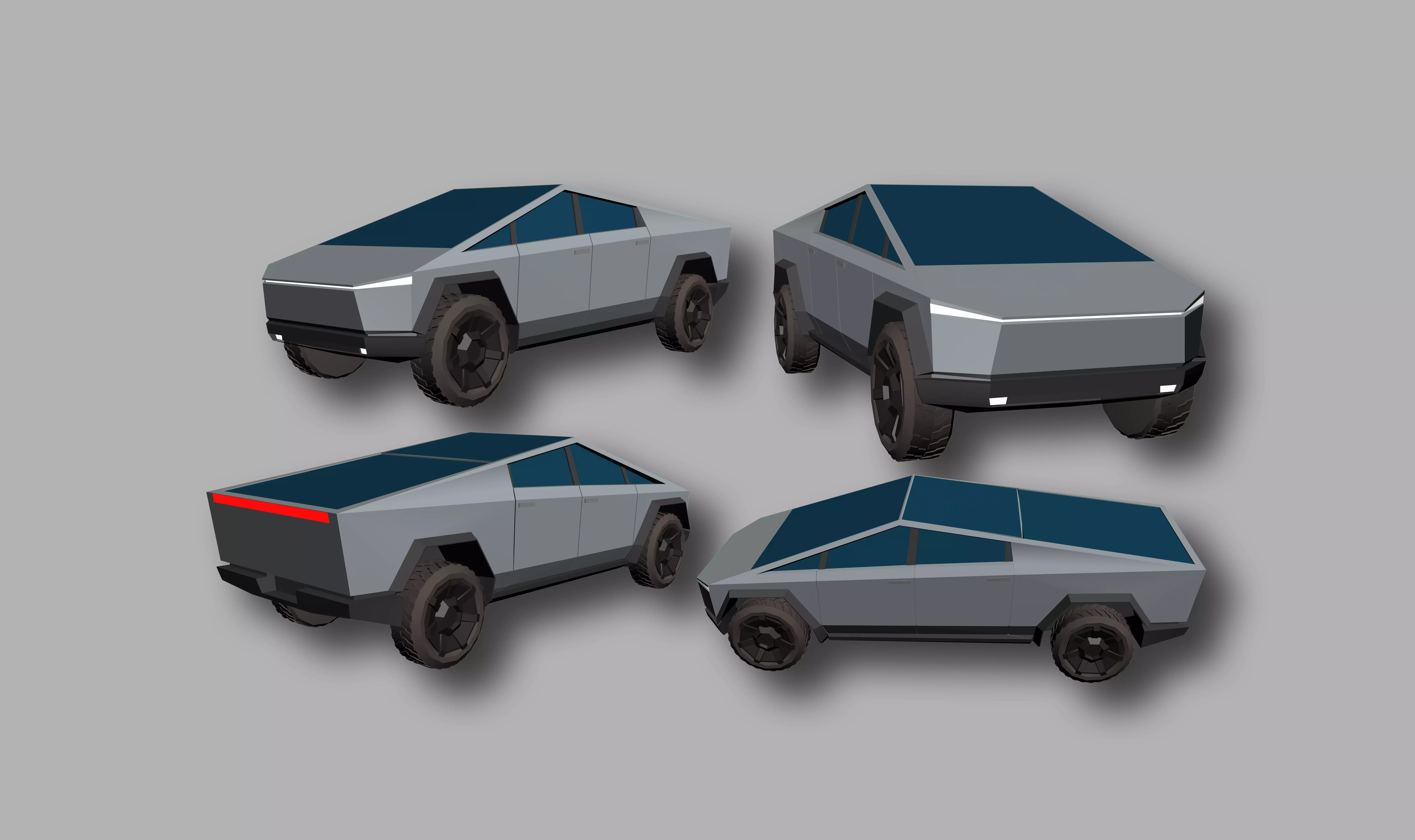 Tesla Cybertruck Hypercasual Low-poly 3D model_0