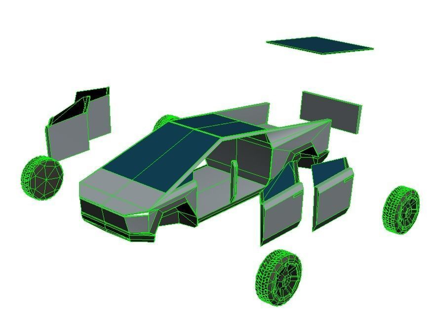 Tesla Cybertruck Hypercasual Low-poly 3D model_17