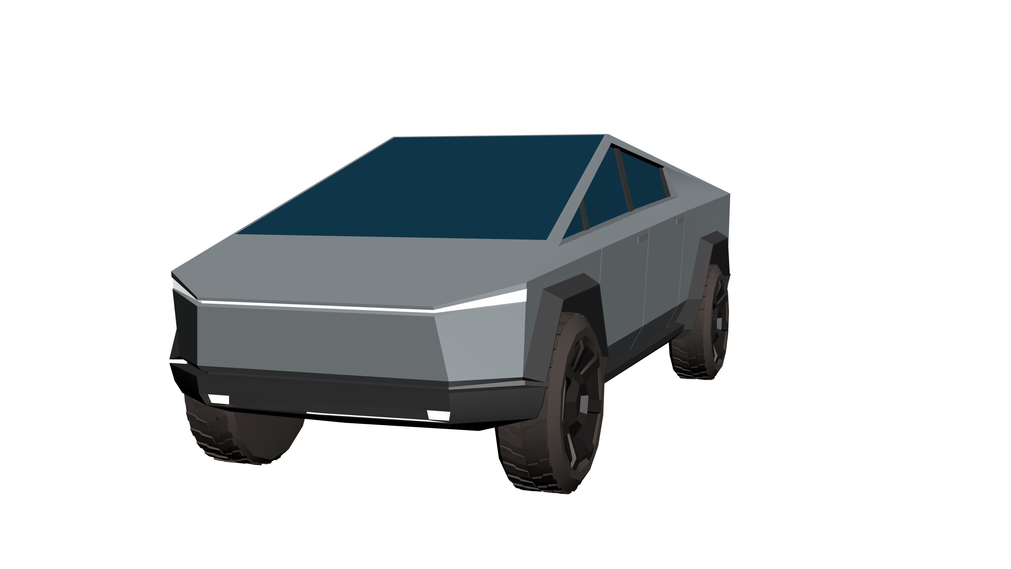 Tesla Cybertruck Hypercasual Low-poly 3D model_1