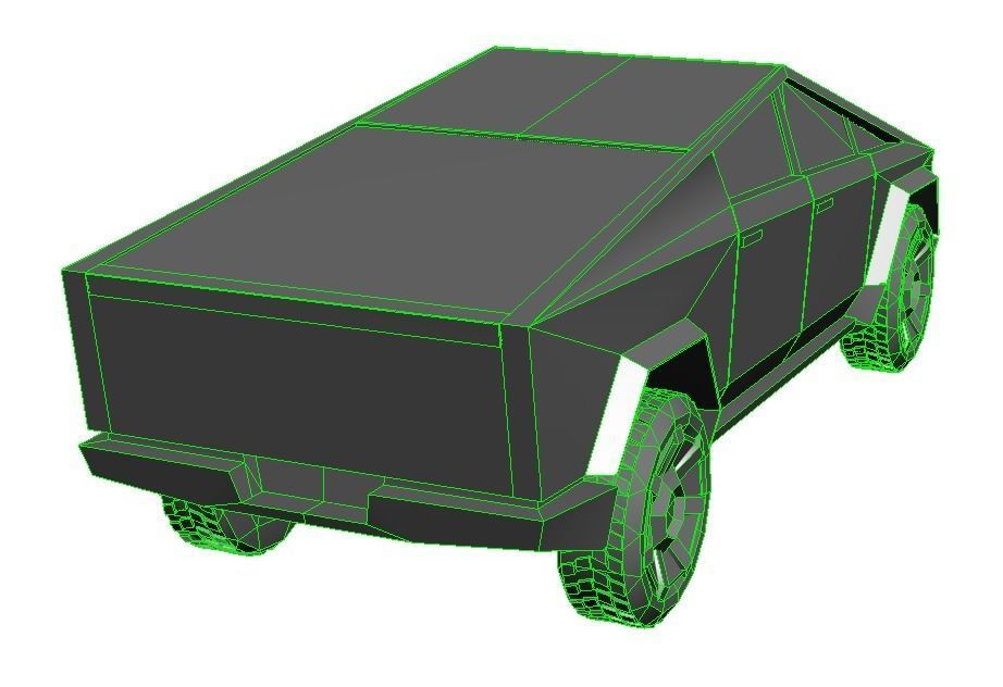 Tesla Cybertruck Hypercasual Low-poly 3D model_19
