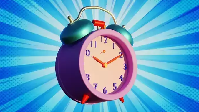 Stylized Cartoon Alarm Clock - Colorful 3D Prop Model