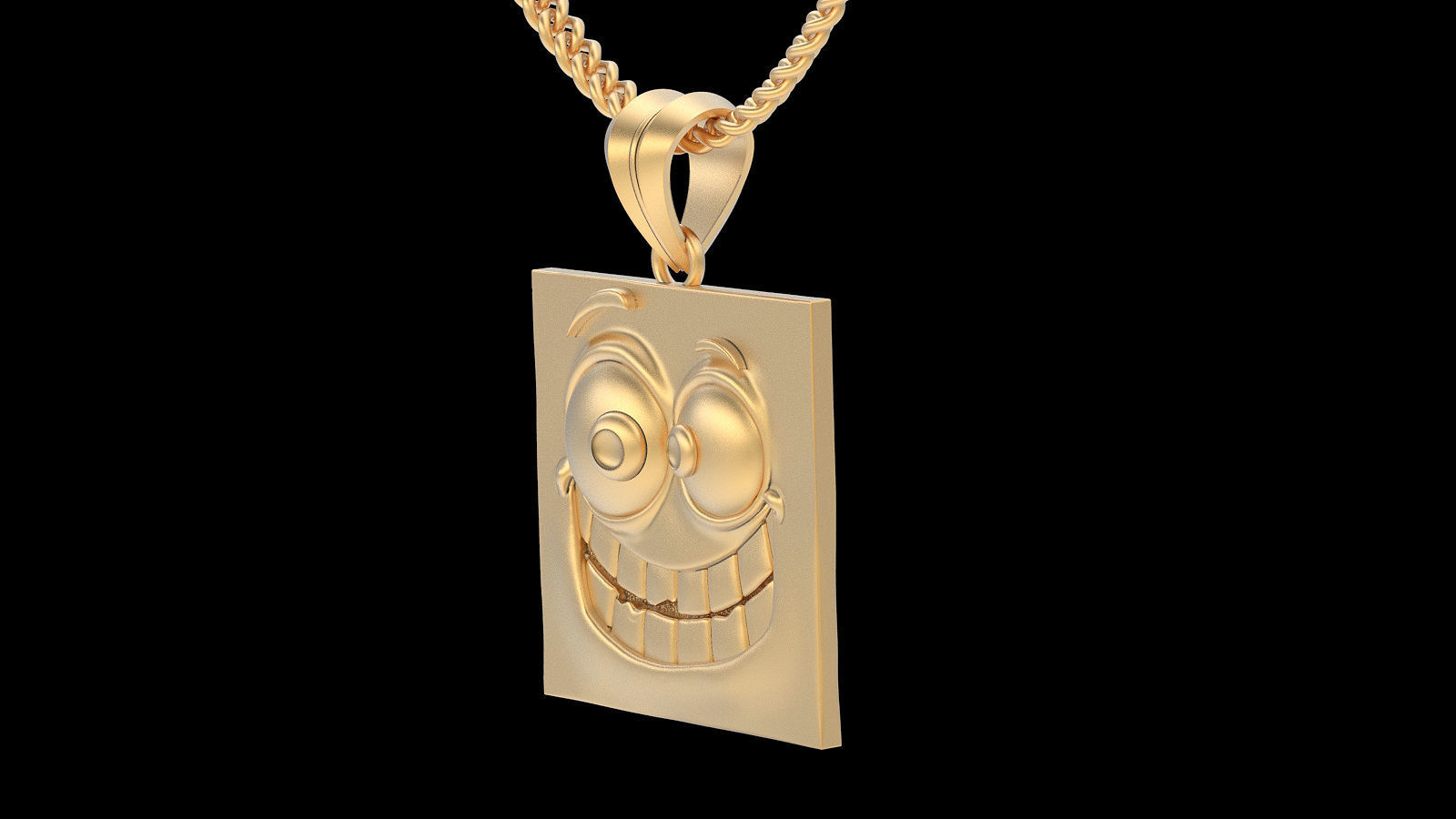 Emoji face comic pendant  gold jewelry 3D printable model 3D print model_5