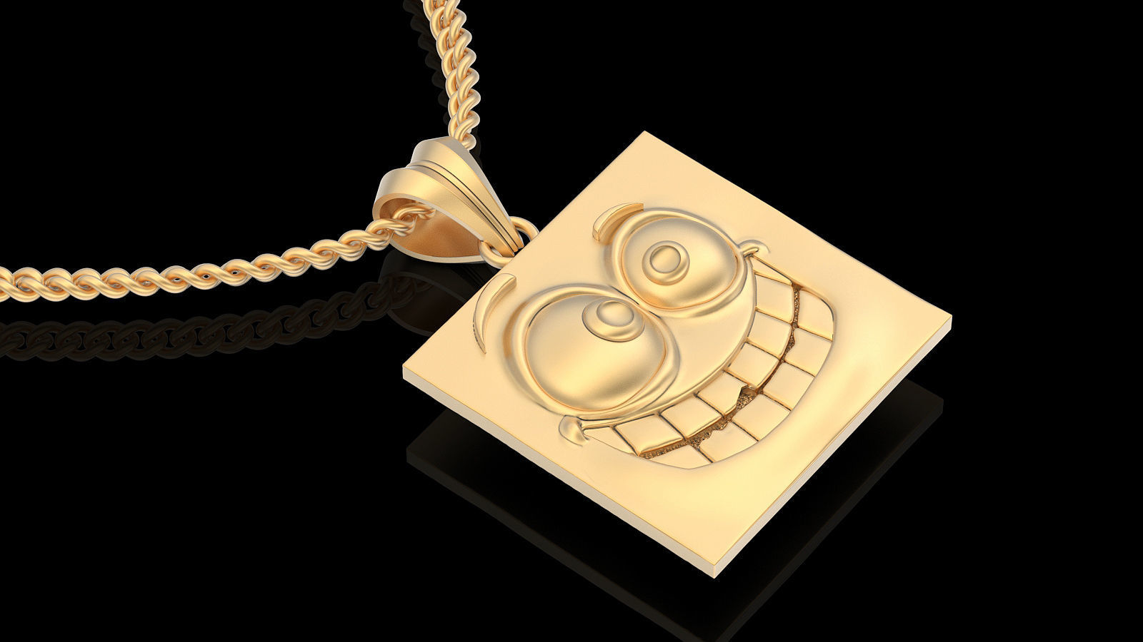 Emoji face comic pendant  gold jewelry 3D printable model 3D print model_4