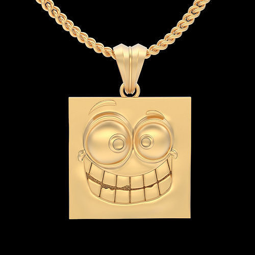 Emoji face comic pendant  gold jewelry 3D printable model 3D print model