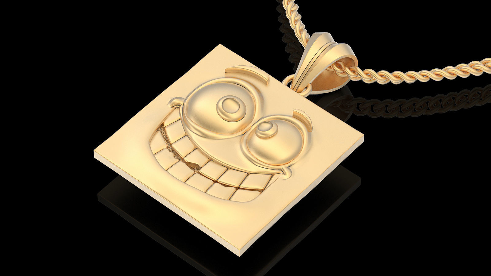 Emoji face comic pendant  gold jewelry 3D printable model 3D print model_2