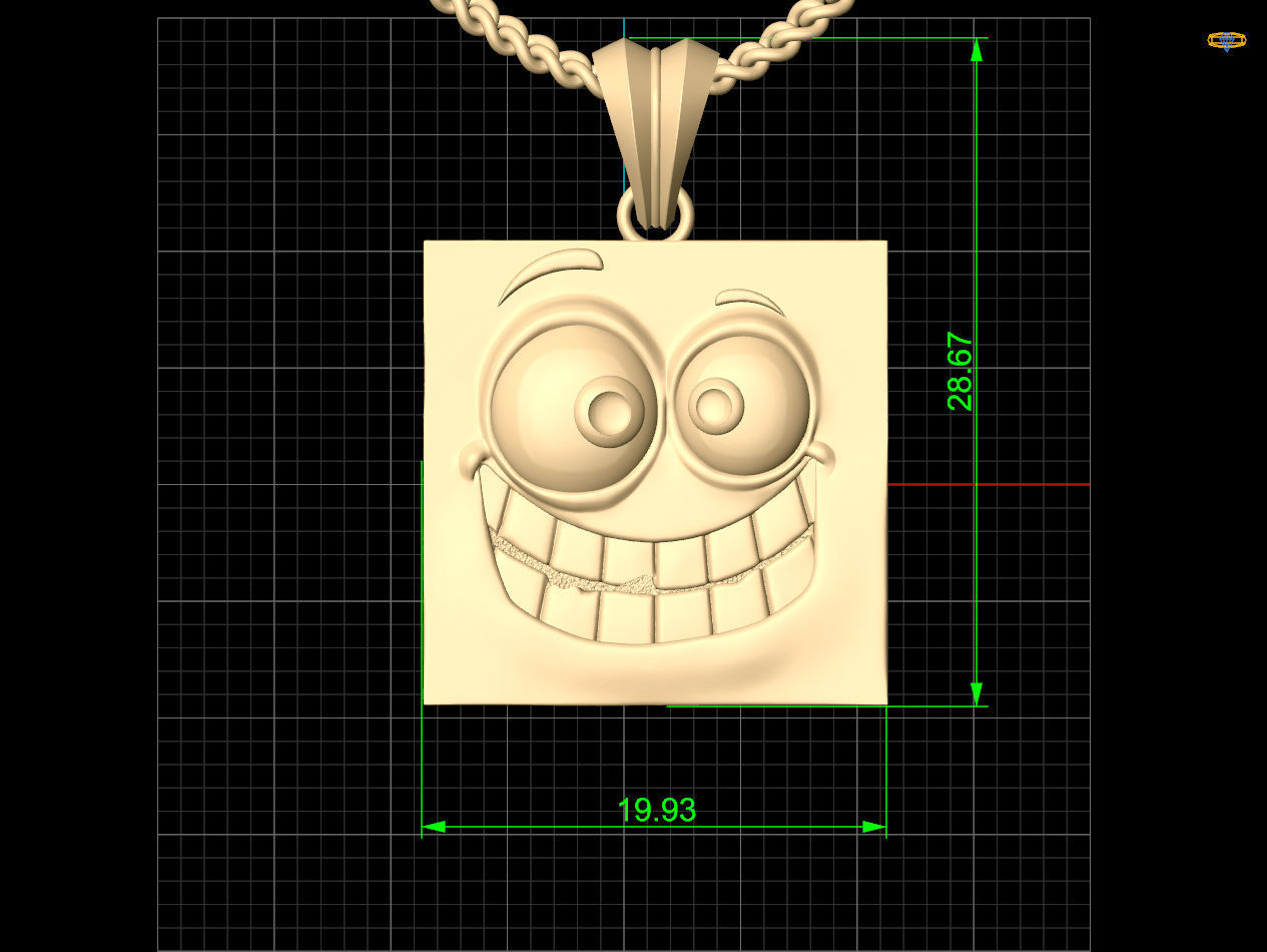 Emoji face comic pendant  gold jewelry 3D printable model 3D print model_8