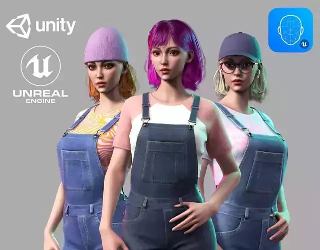 Streetwear Girl 2-5 - Casual Wear Girls Pack 2 Game-Ready Low-poly 3D model