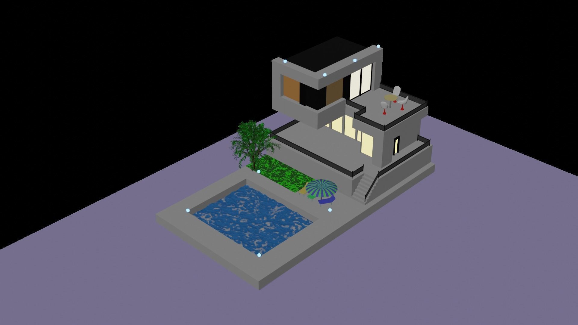 Luxury House Low-poly 3D model_2