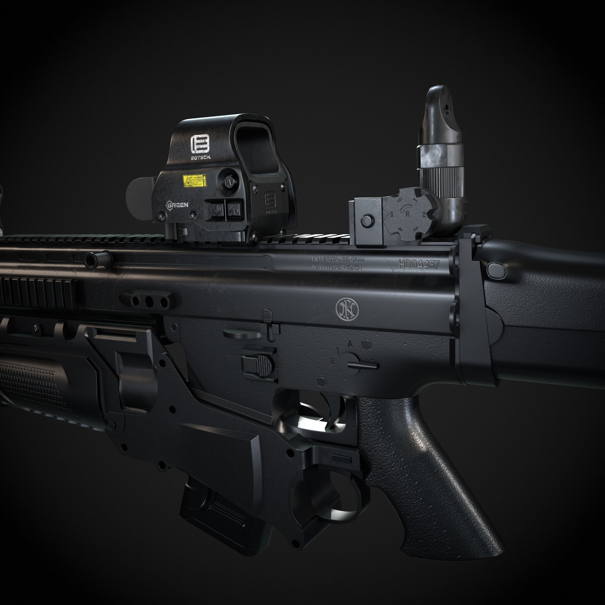 Fn scar Low-poly 3D model_2