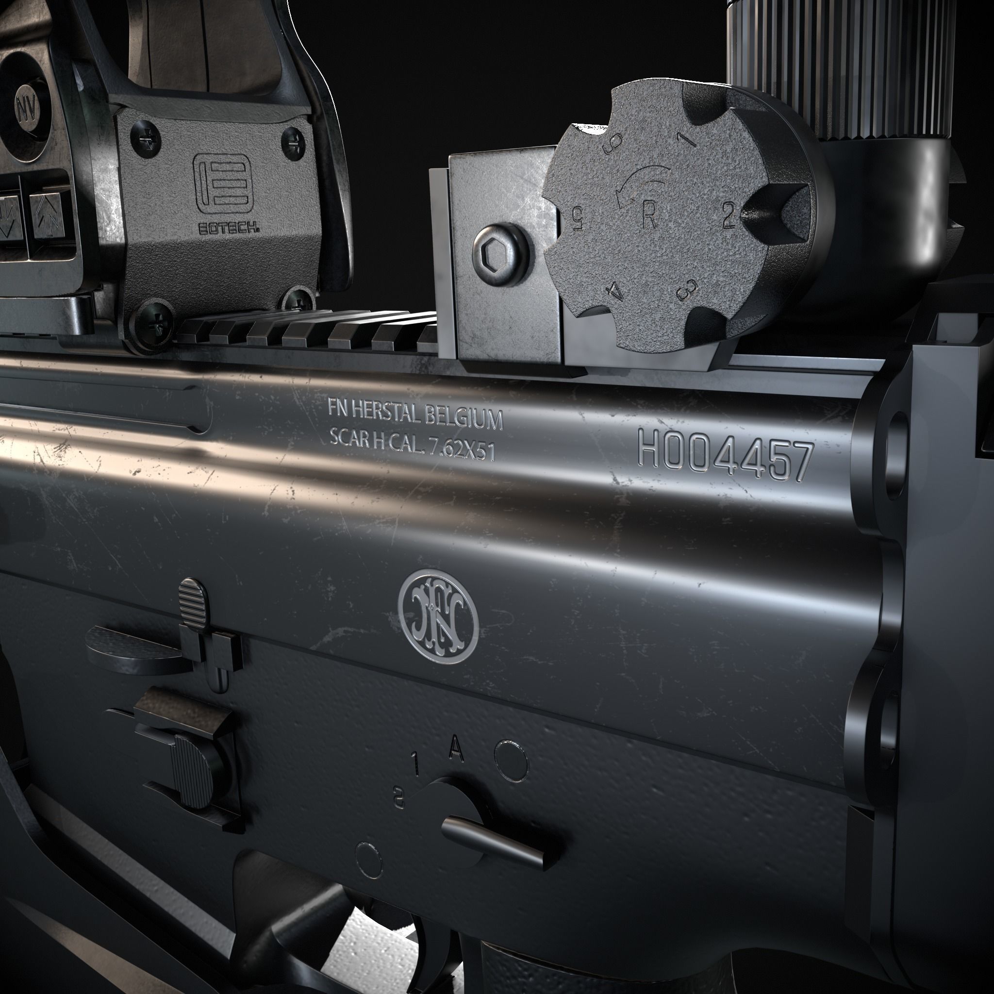 Fn scar Low-poly 3D model_6