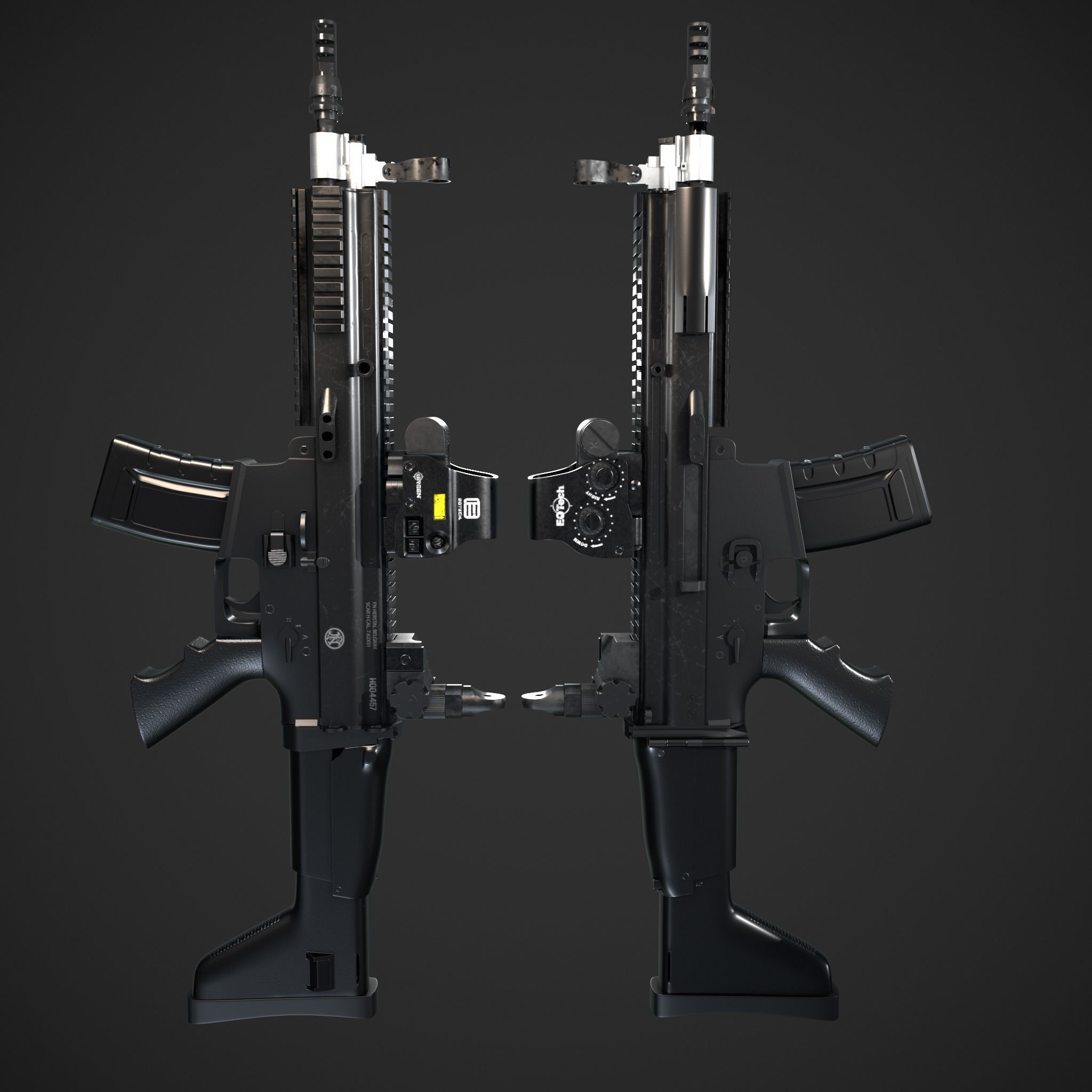 Fn scar Low-poly 3D model_4