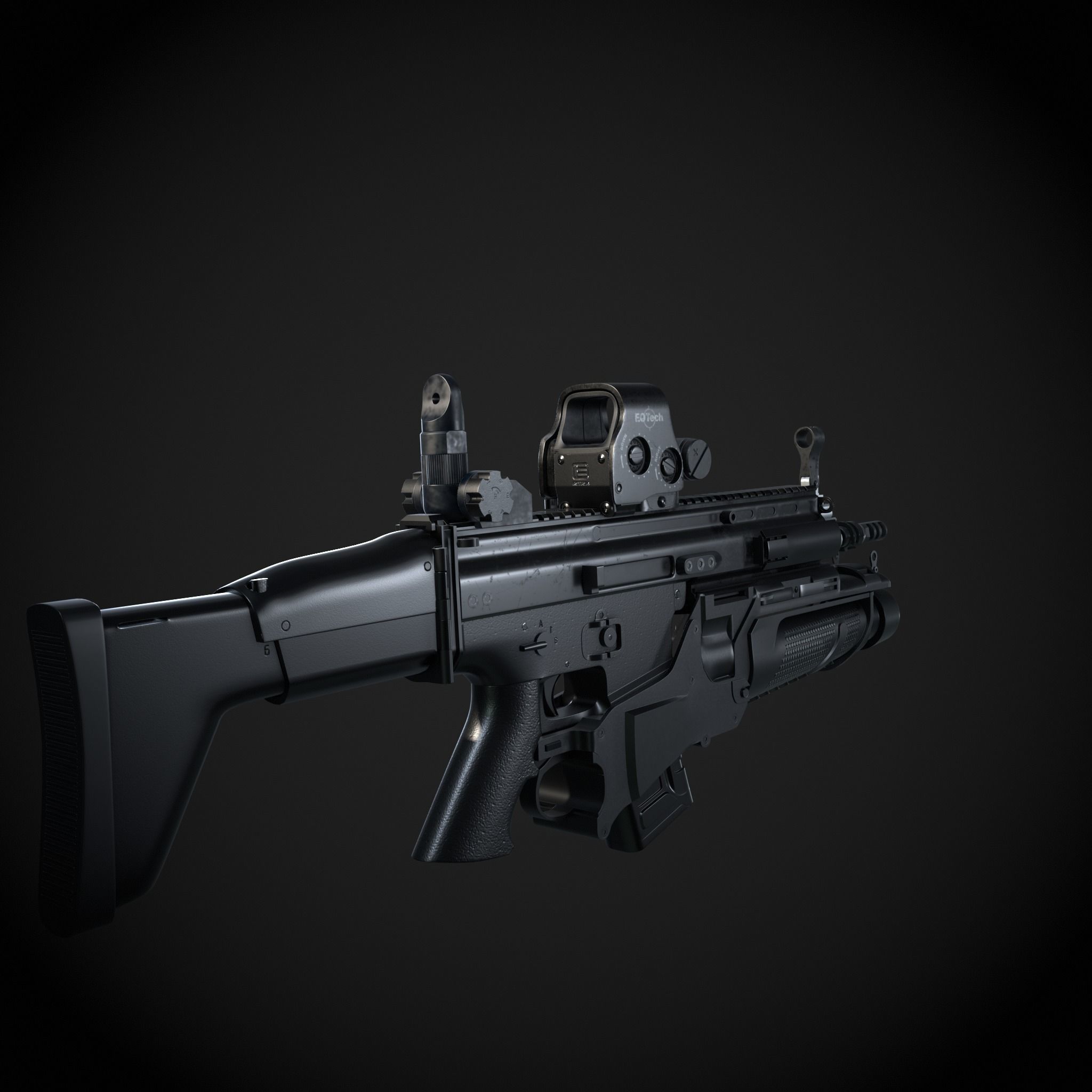 Fn scar Low-poly 3D model_1