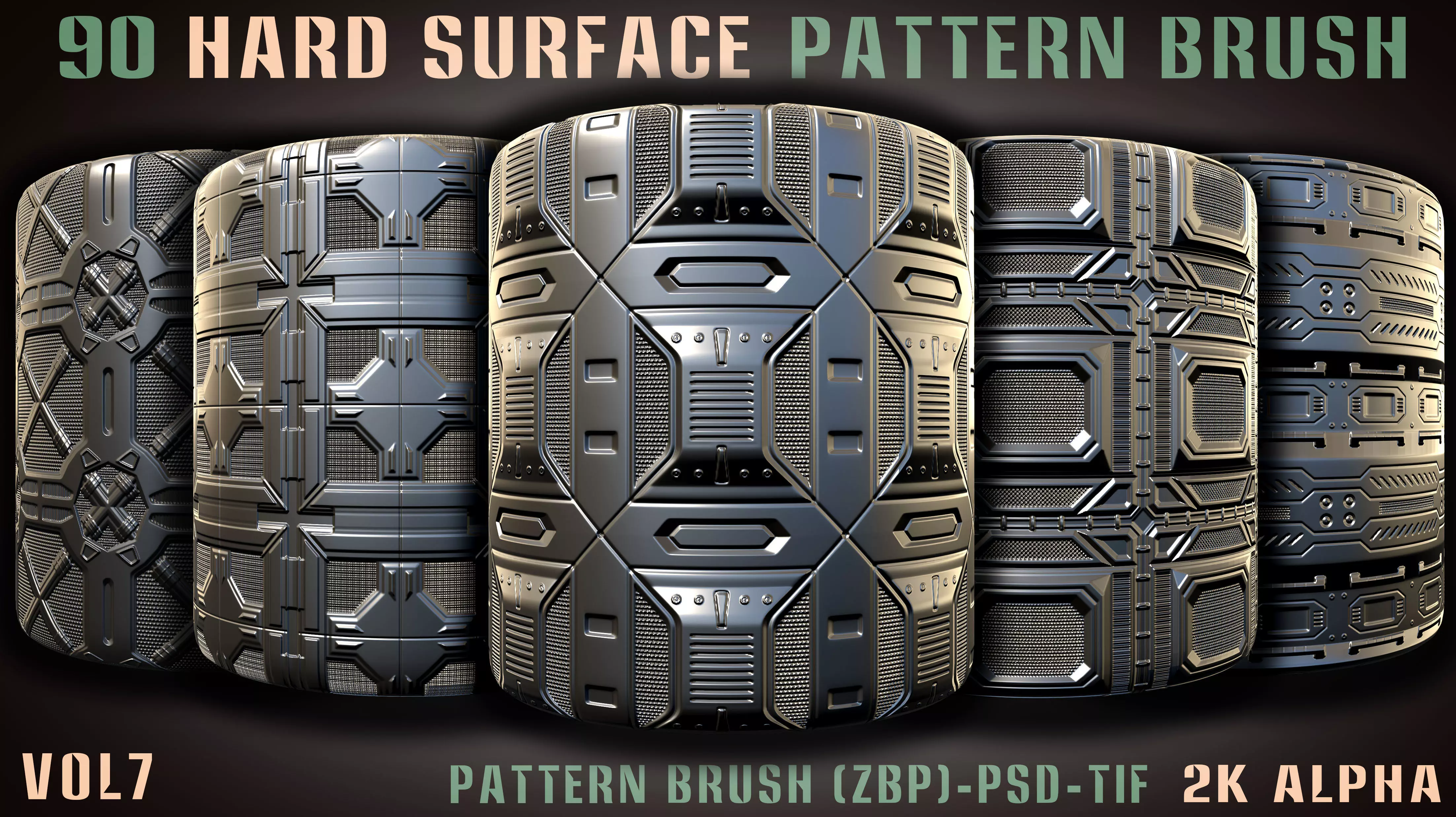 90 Hard Surface Pattern Alpha Brush-vol7 Texture_0