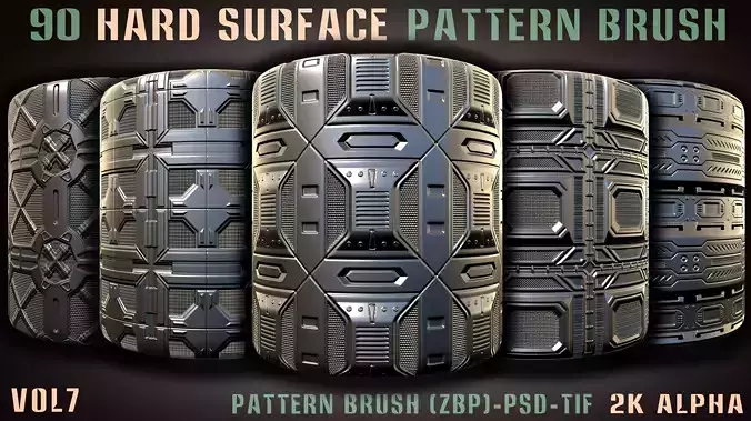 90 Hard Surface Pattern Alpha Brush-vol7 Texture