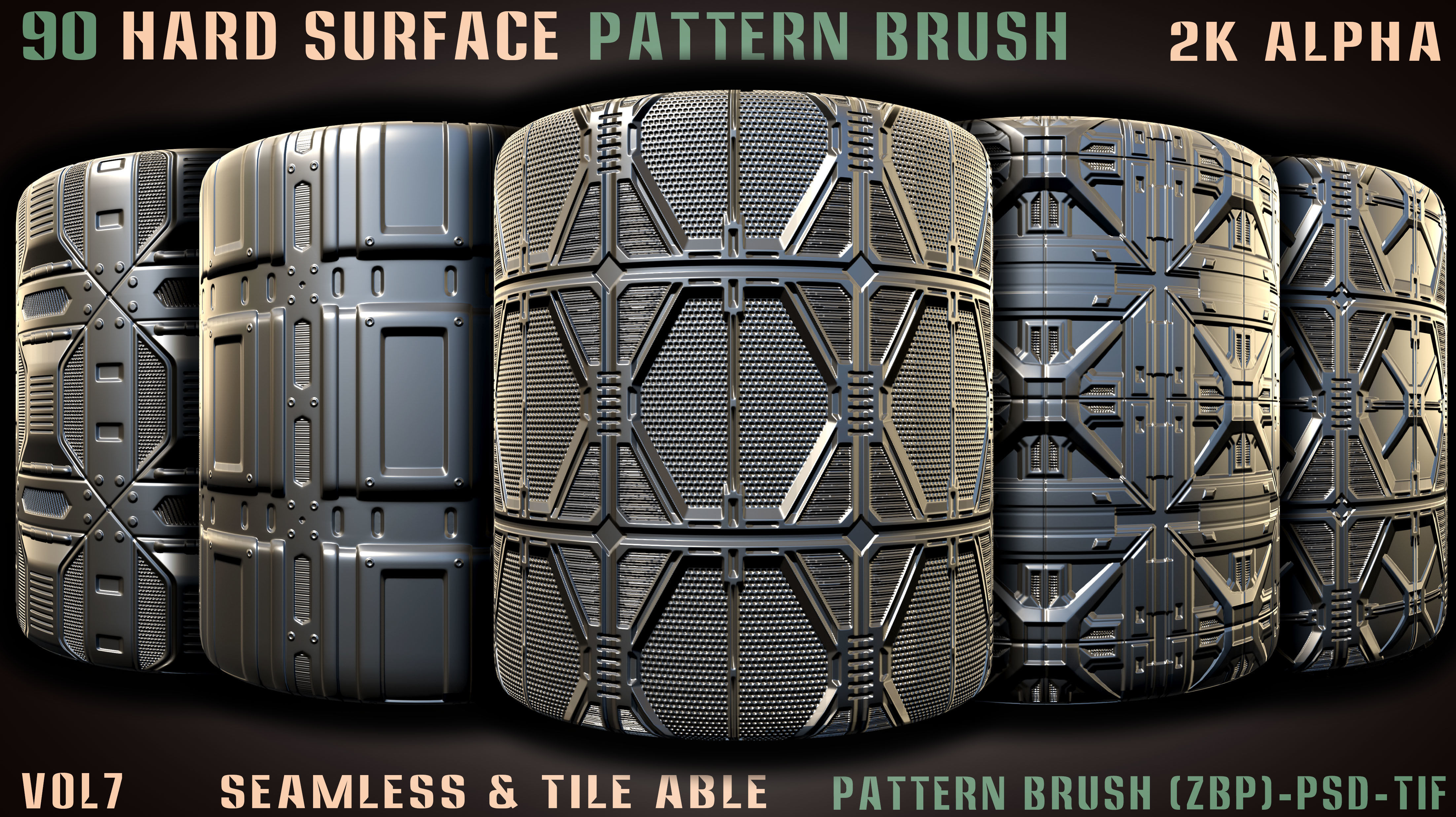 90 Hard Surface Pattern Alpha Brush-vol7 Texture_4